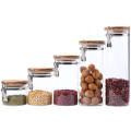 Wholesale round glass seasoning jar clips with latch locking wooden lid